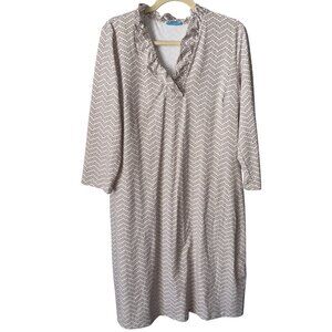 J.McLaughlin XL Womens Long-Sleeve White Geometric Pattern Dress